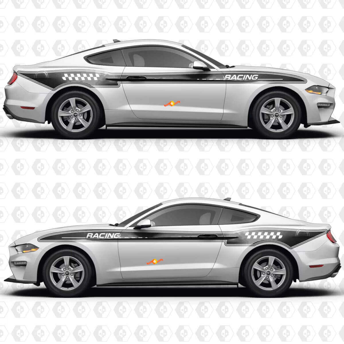 Klassieke jaren 70 retro sidestripes race zijdeurdieren vinylstickers voor Ford Mustang