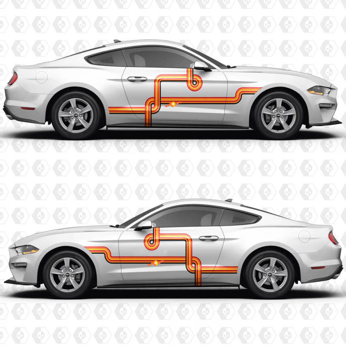 Old School Strepen Zijdeur Vinyl Decal Sticker Graphics voor Musclecar Musclecarmodel