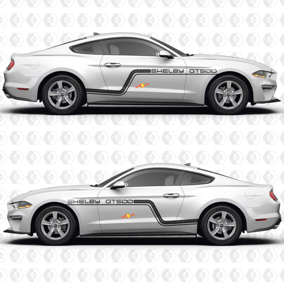 GT500 Track Geïnspireerde Streep Zijdeur Vinyl Decal Kit voor Musclecar Musclecarmodel GT500