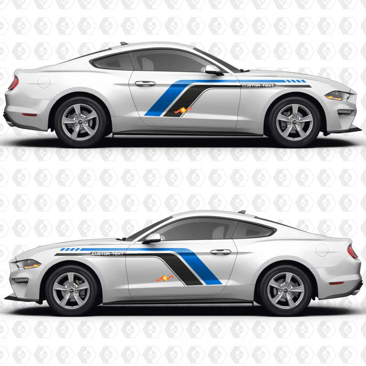 Vintage Racing Blocks Aangepaste Tekst Zijdeur Vinyl Stickers voor Ford Mustang