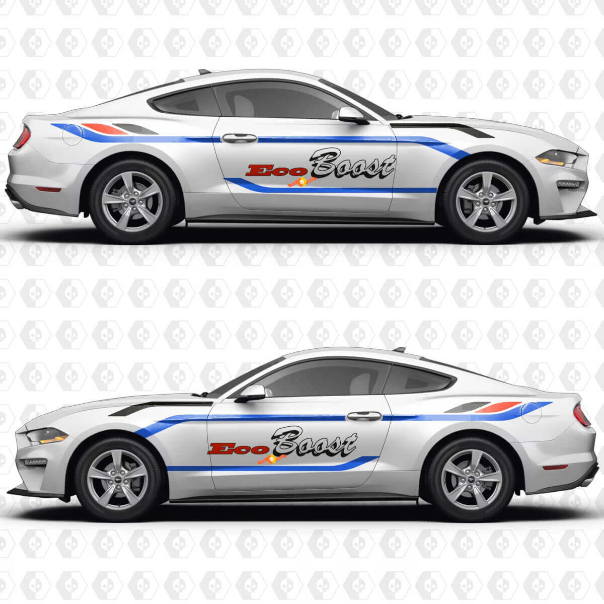Vintage Racing Blocks EcoBoost zijdeur vinyl decals stickers voor Ford Mustang