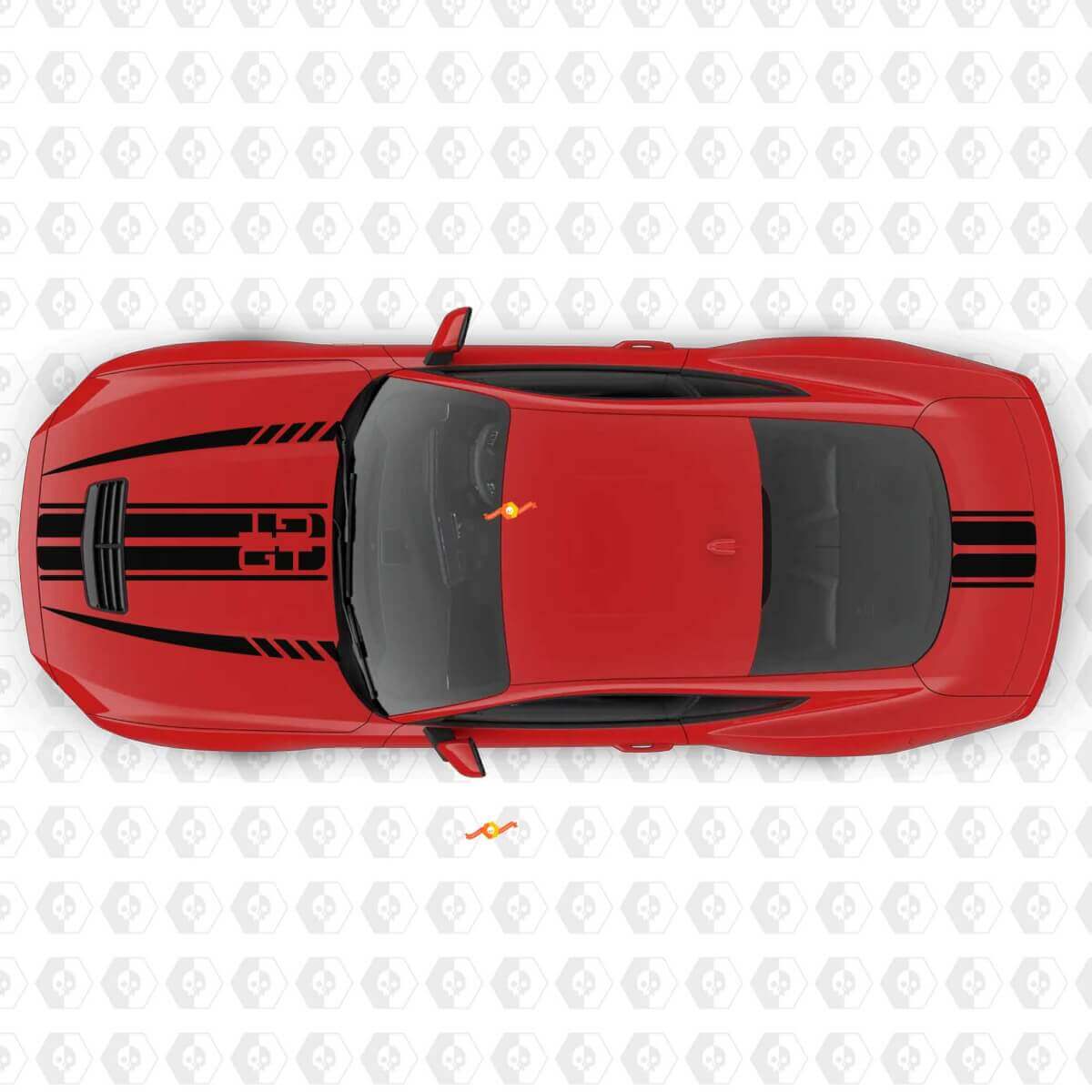 GT Symmetrische Muscle Stripes Motorkap Kofferbak Vinyl Decals Stickers voor Ford Mustang