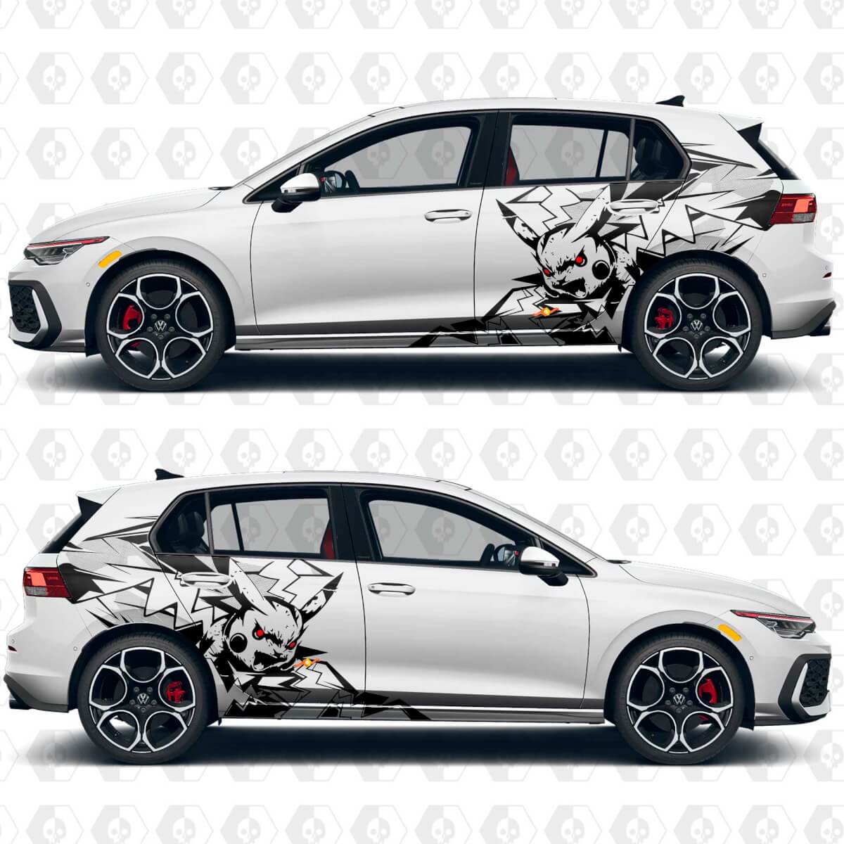 Pikachu Bliksem Abstracte Grafische Vinyl Deur Achterpaneel Decal Stickers voor Volkswagen Golf
