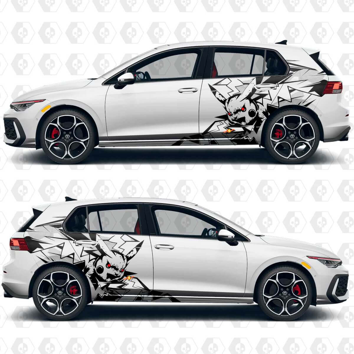 Pikachu Bliksem Abstracte Grafische Vinyl Deur Achterpaneel Decal Stickers voor Volkswagen Golf