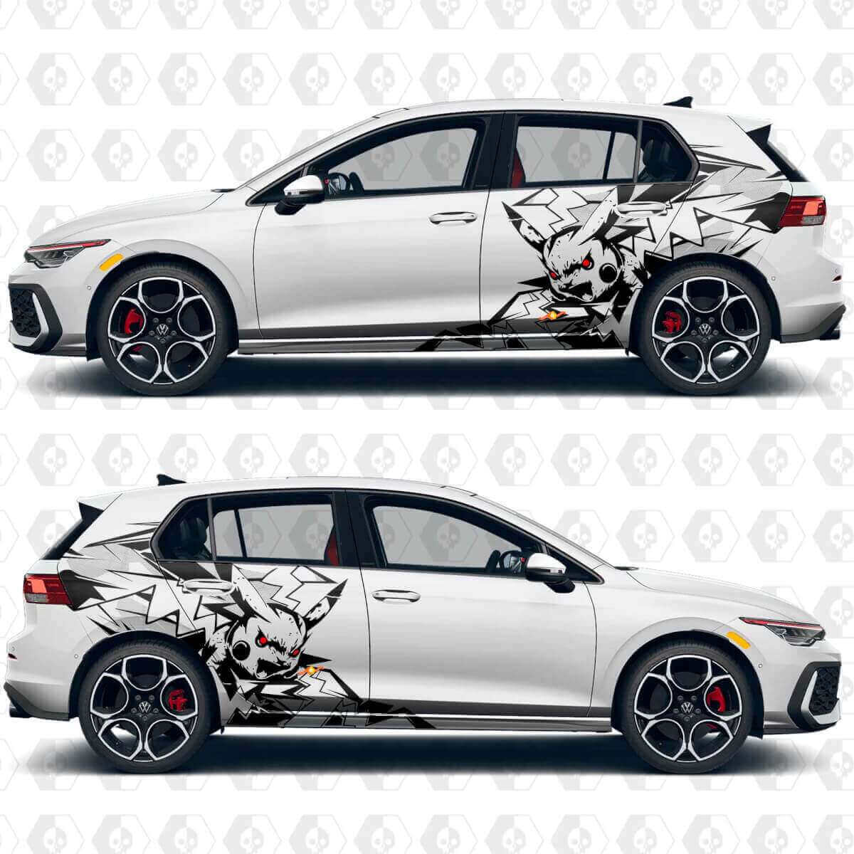 Pikachu Lightning Achterste Zijkant Vinyl Decal Kit voor Volkswagen Golf