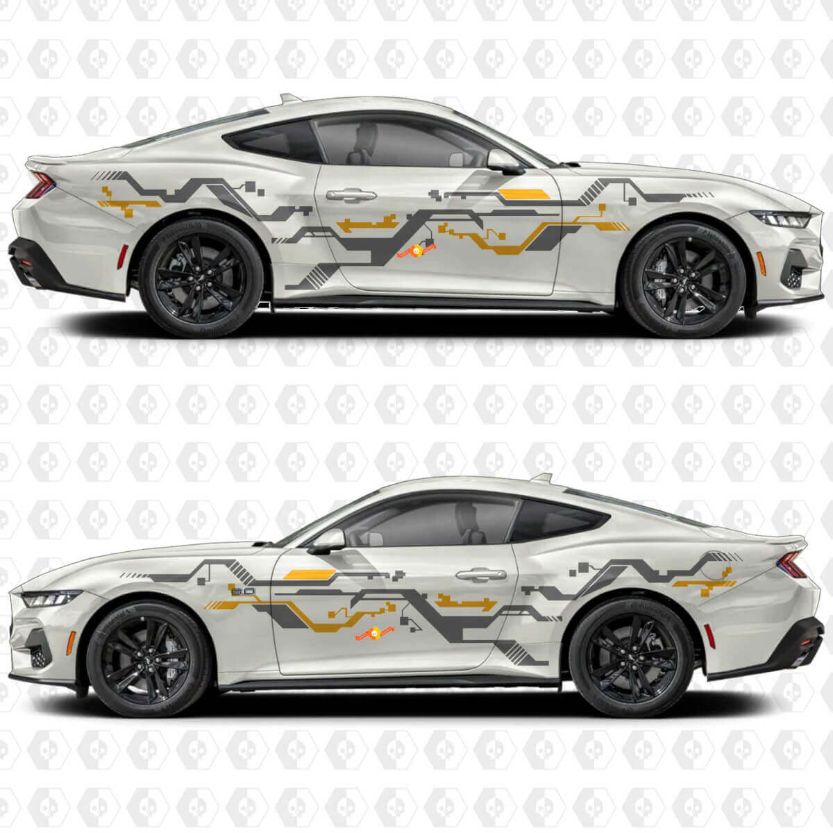 Digitale Pixelstreep Zijdeurs Vinylstickers voor Ford Mustang