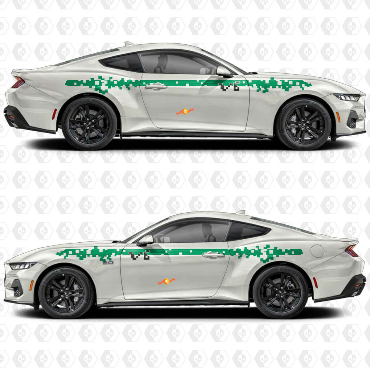 Digitale Pixelstreep Zijdeur Vinyl Decals Stickers 2 voor Ford Mustang