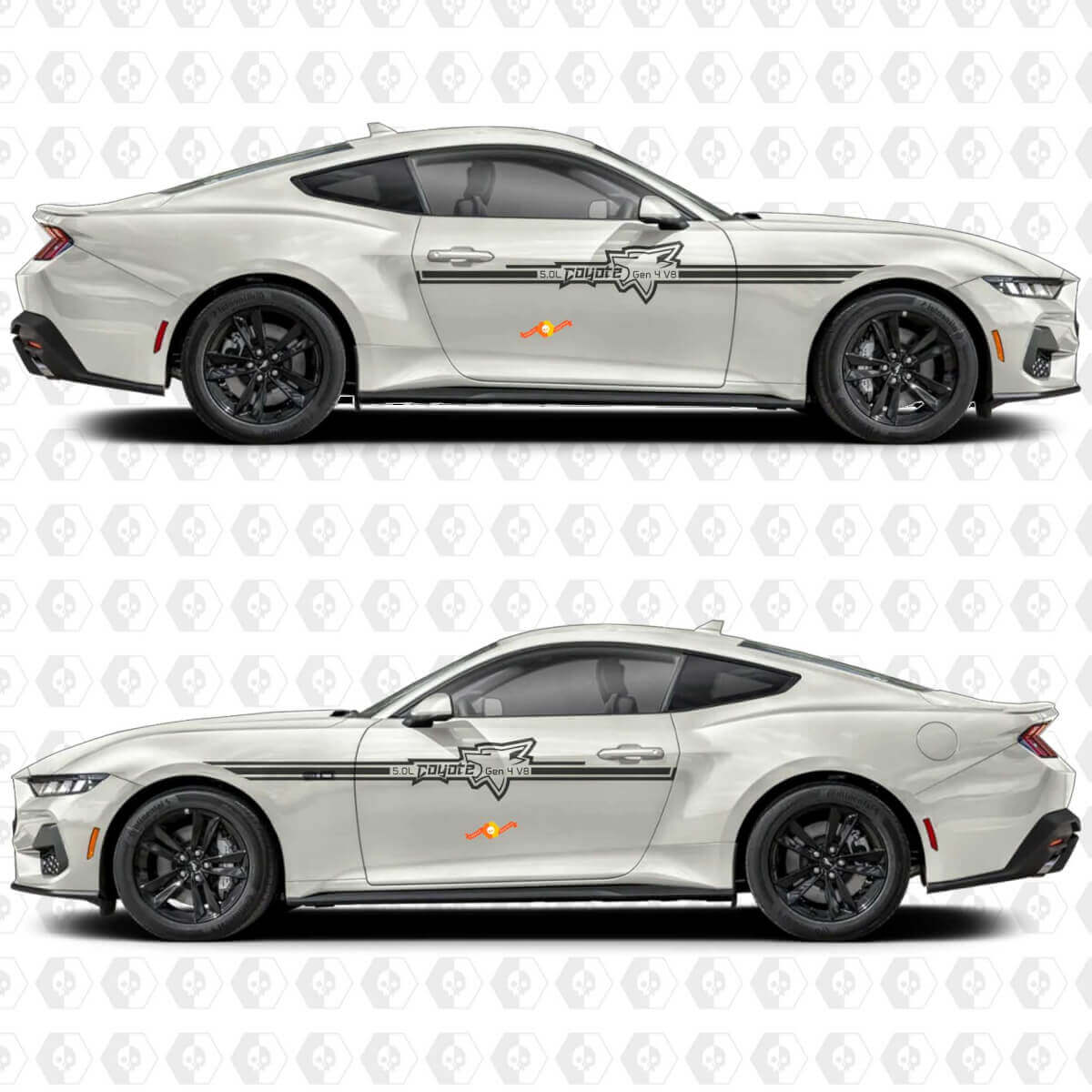 Coyote Outline Accent Stripe Zijdeur Vinyl Decals Stickers voor Ford Mustang