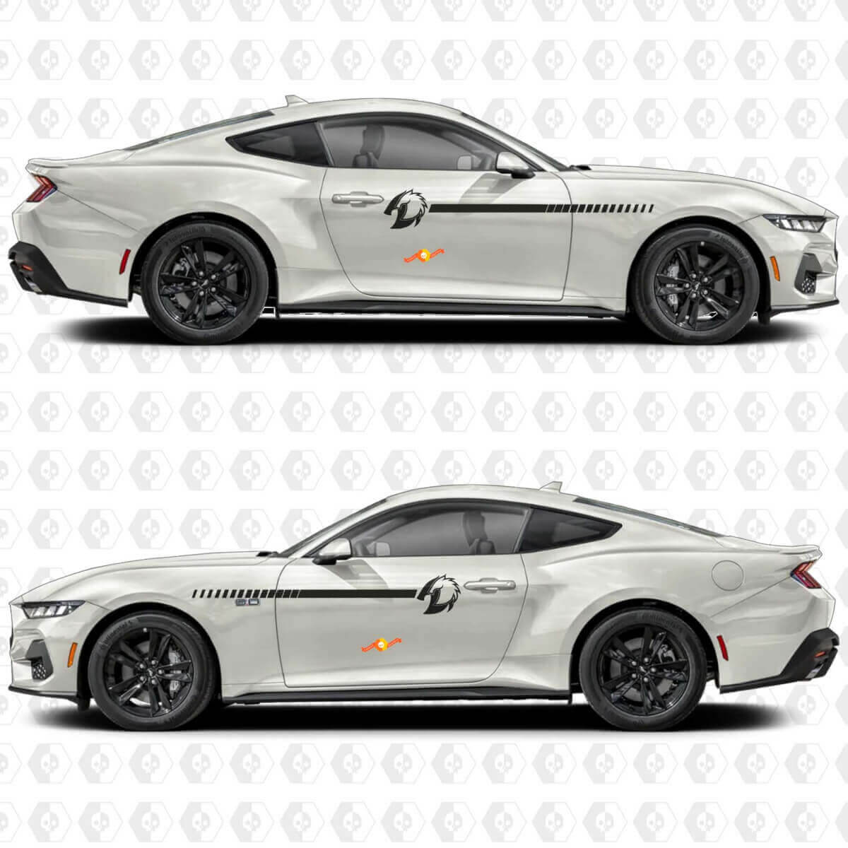 Paardenschaduwsstreep zijdeur vinyl sticker graphics voor Musclecar Musclecarmodel