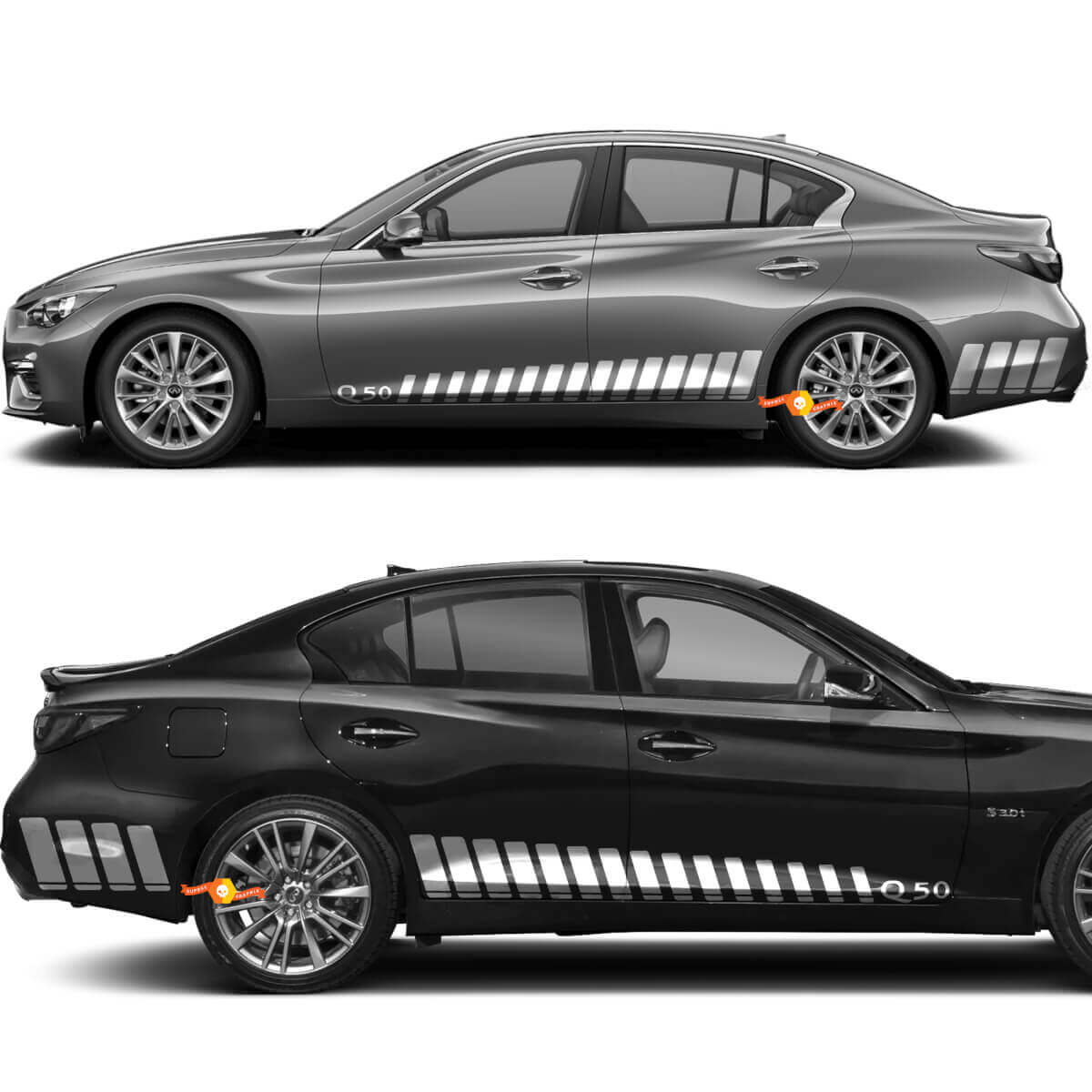 Strobe Racing Strepen Rocker Panel Vinyl Decal Kit voor Infiniti Q50 Q60