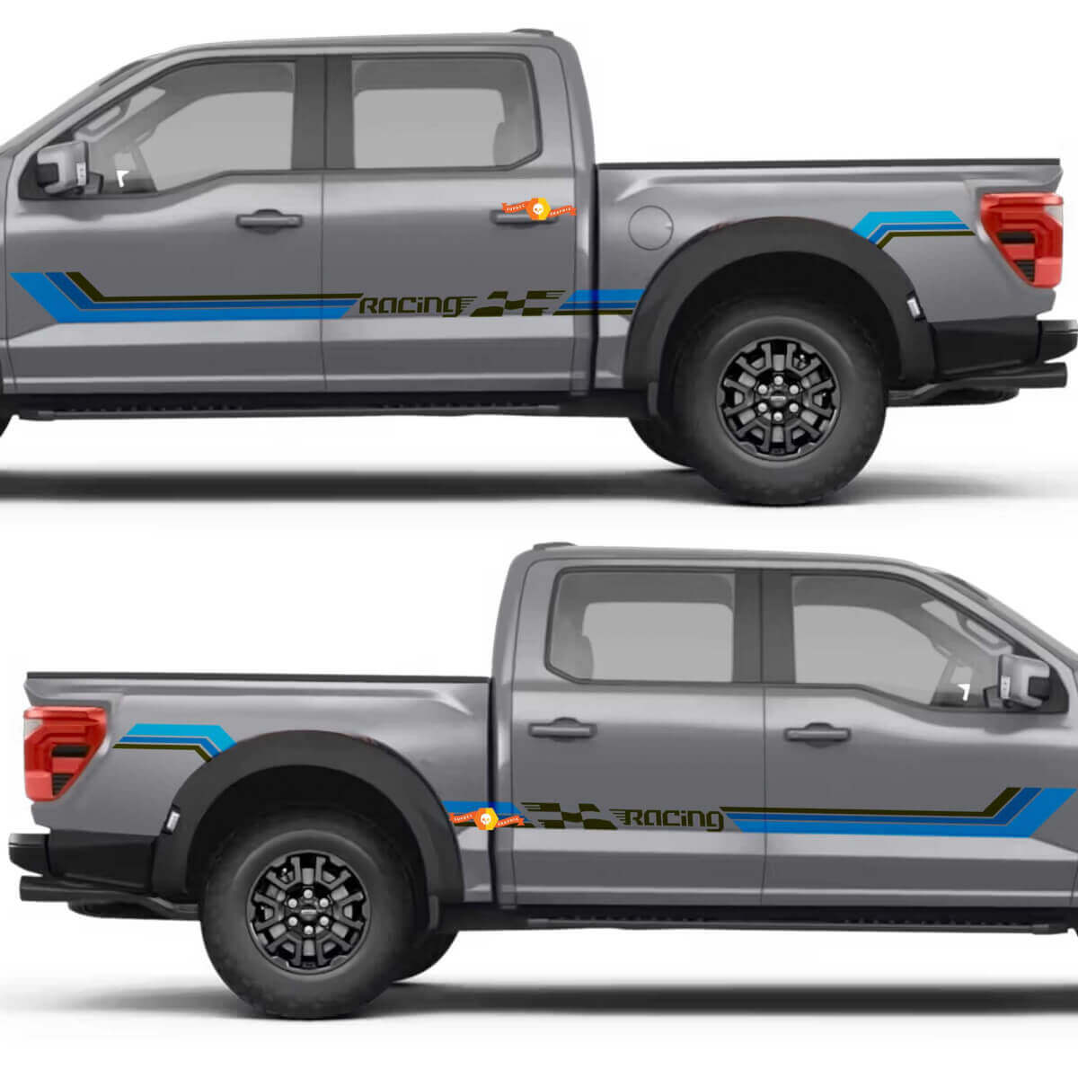 Racing Stripe Zijdeuren Achterspatbord Vinyl Decal Sticker voor Ford F-150