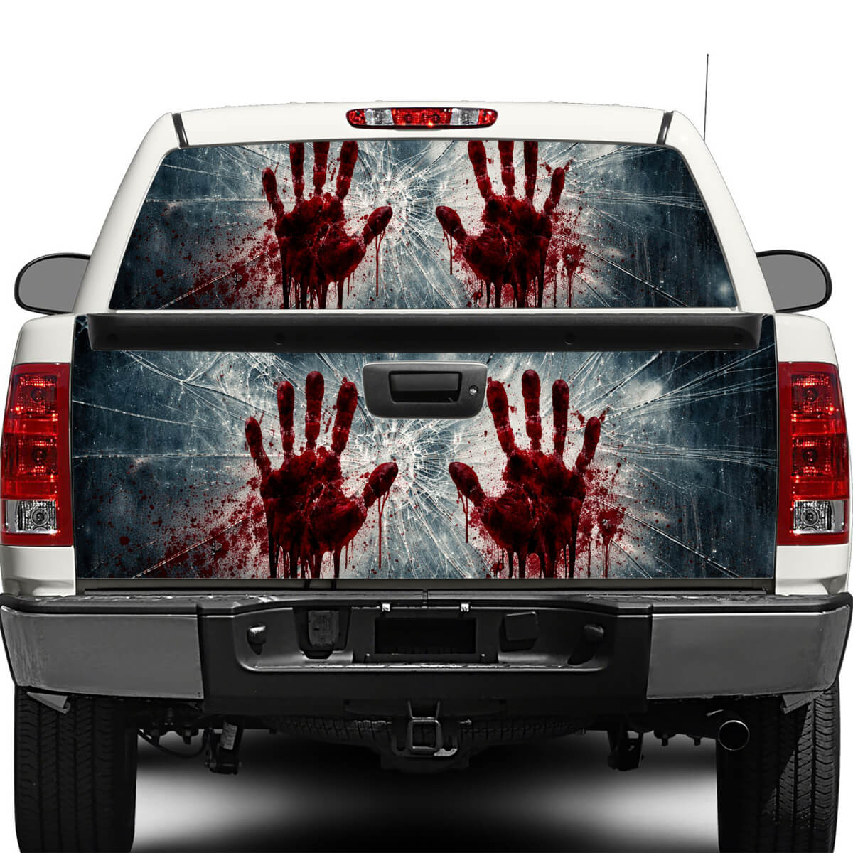Zombie Hands Achterruit of Achterklep Vinyl Decal met Gebroken Glas voor Pick-up Trucks SUV's