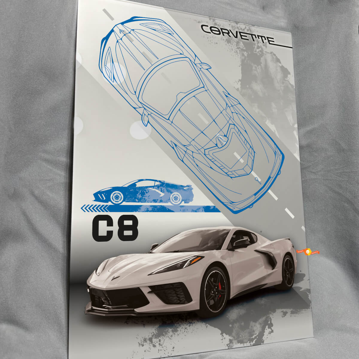 Custom C8 Glanzend Acryl Garage Muurpaneel voor Chevy Corvette fans