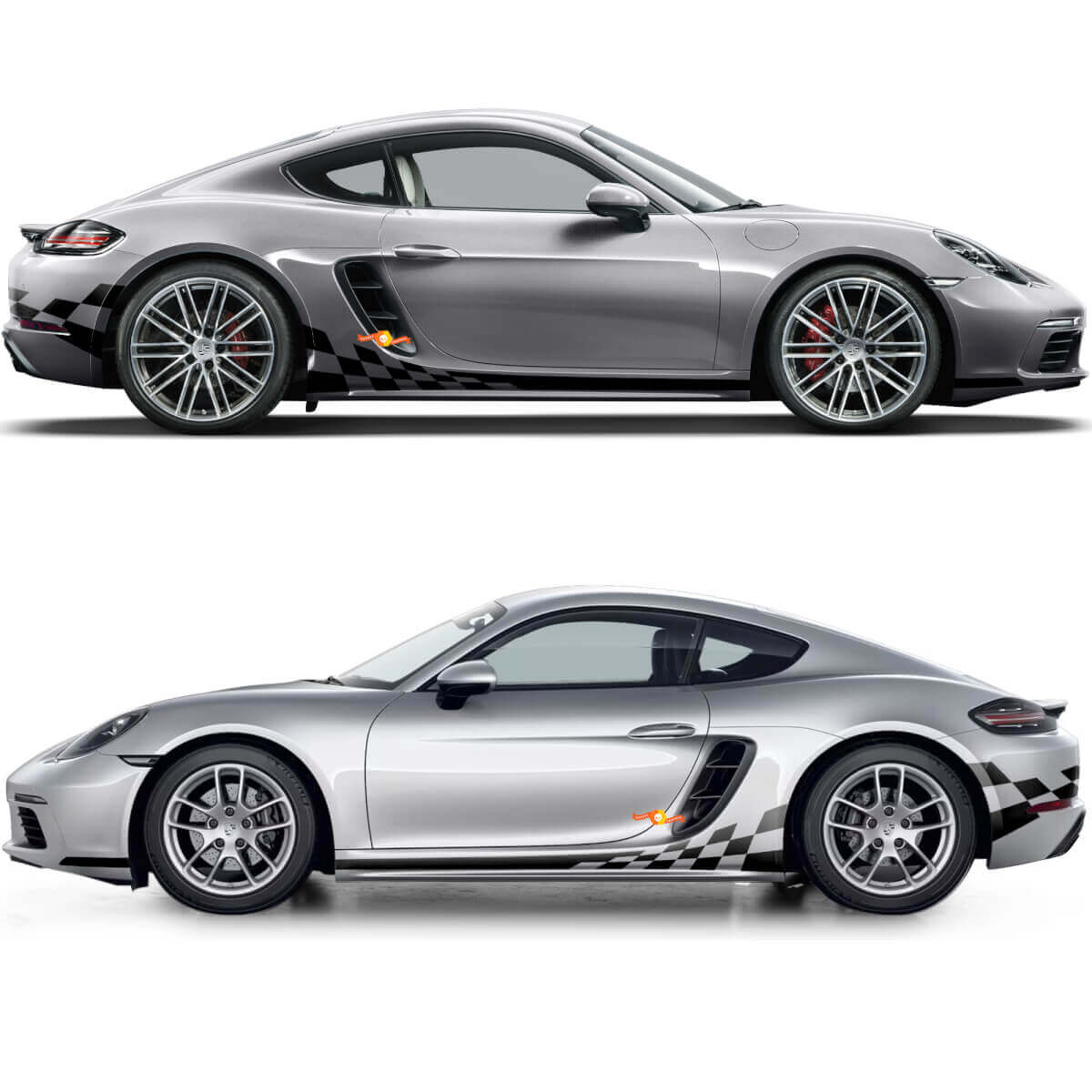 Vlaggenpatroon Zijkant Stripe Vinyl Decal Kit voor Porsche 718 Cayman