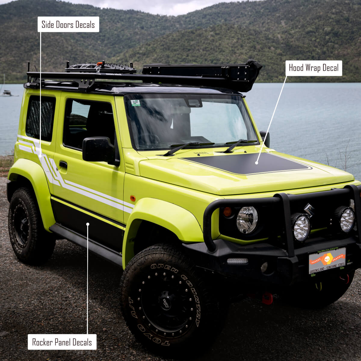 Set Rocker Panel Zijkant Deuren en Motorkap decals stickers graphics voor Suzuki JIMNY