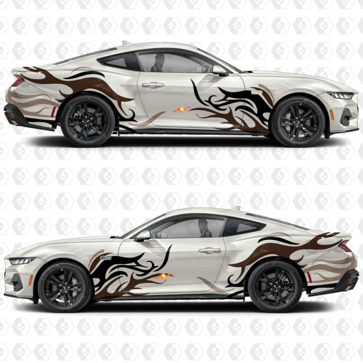 Abstracte Grafische Zijkanten Deuren Spatborden Vinyl Decals Stickers voor Ford Mustang