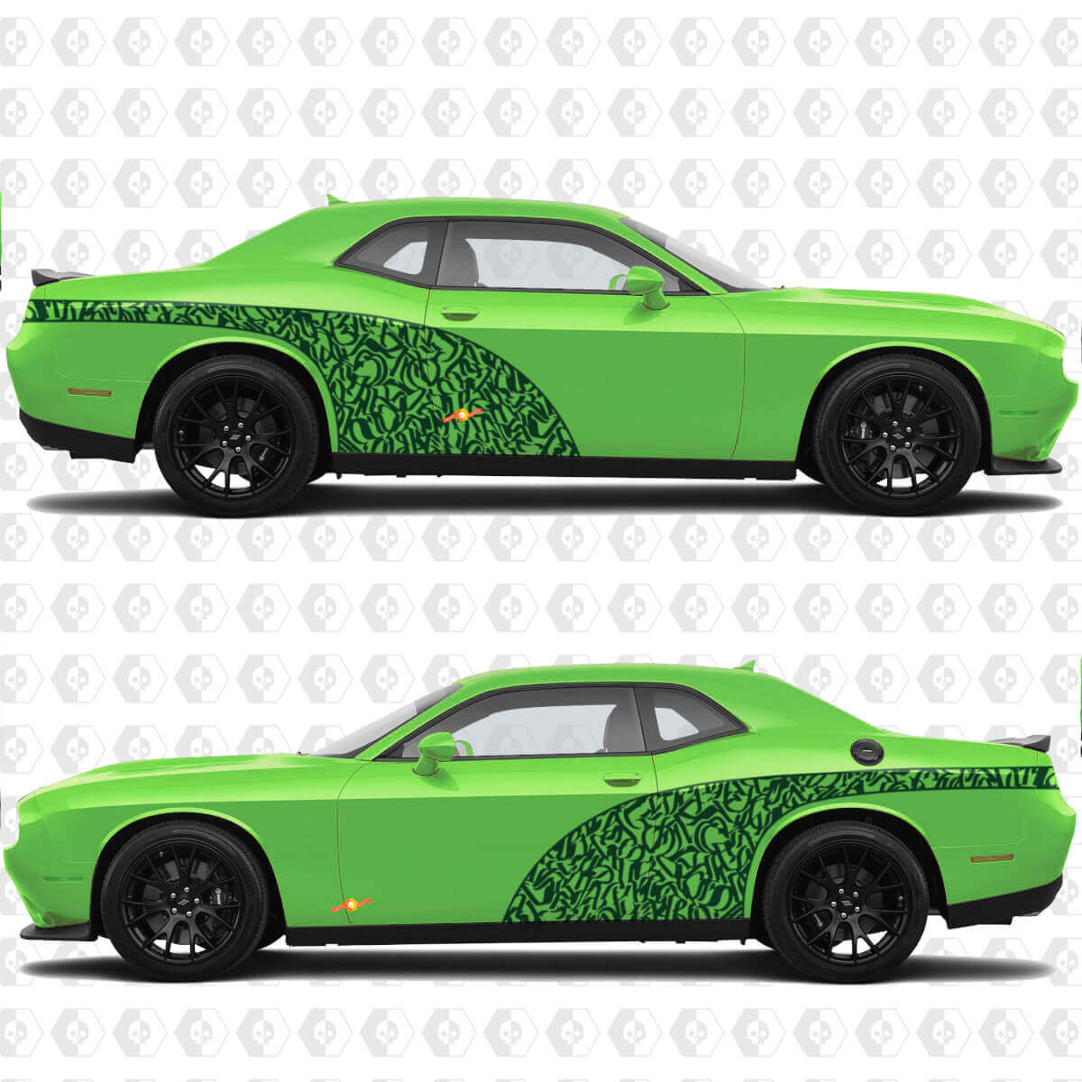 Graffity-stijl boogramen achterspatborden vinylstickers voor Dodge Challenger