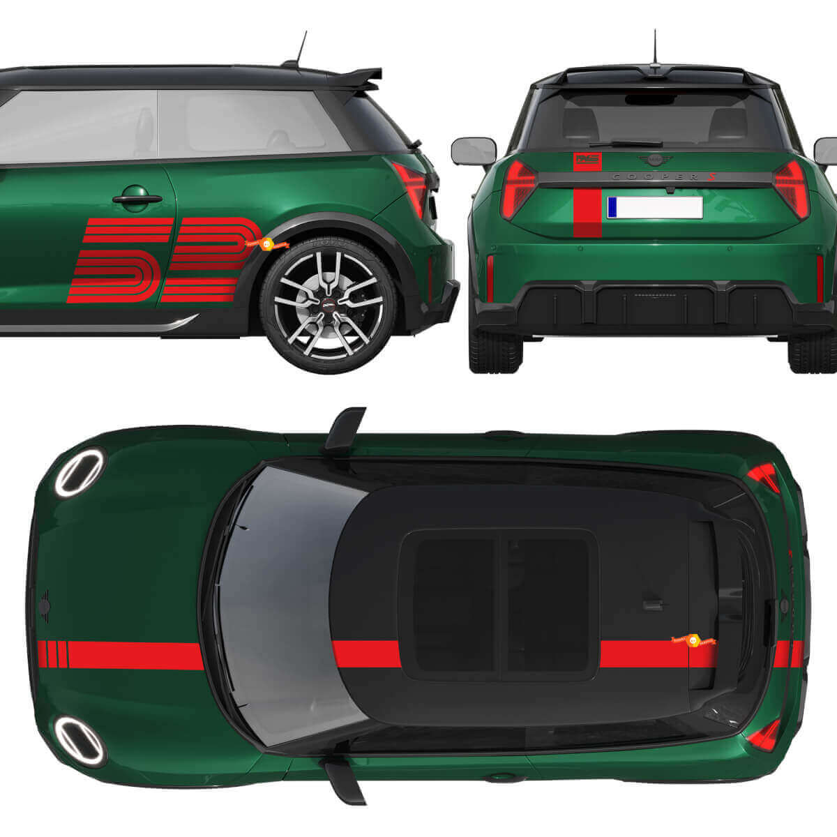 52 Victory Edition Volledige Kit Strepen Vinyl Decal voor Mini Cooper S