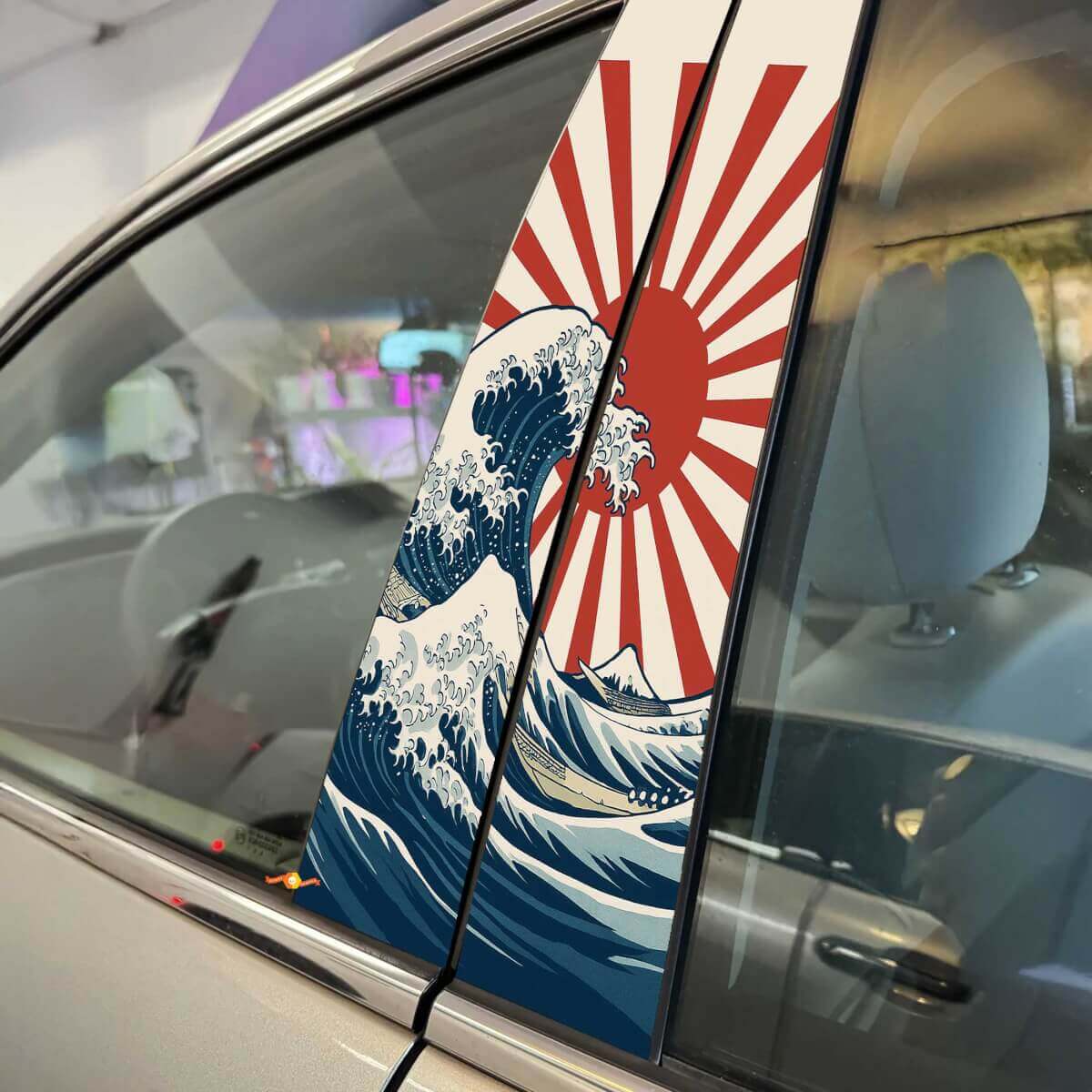 Japanse Stijl Zee Golf Ochtendzon Pilaren Deuren Vinyl Decal Sticker