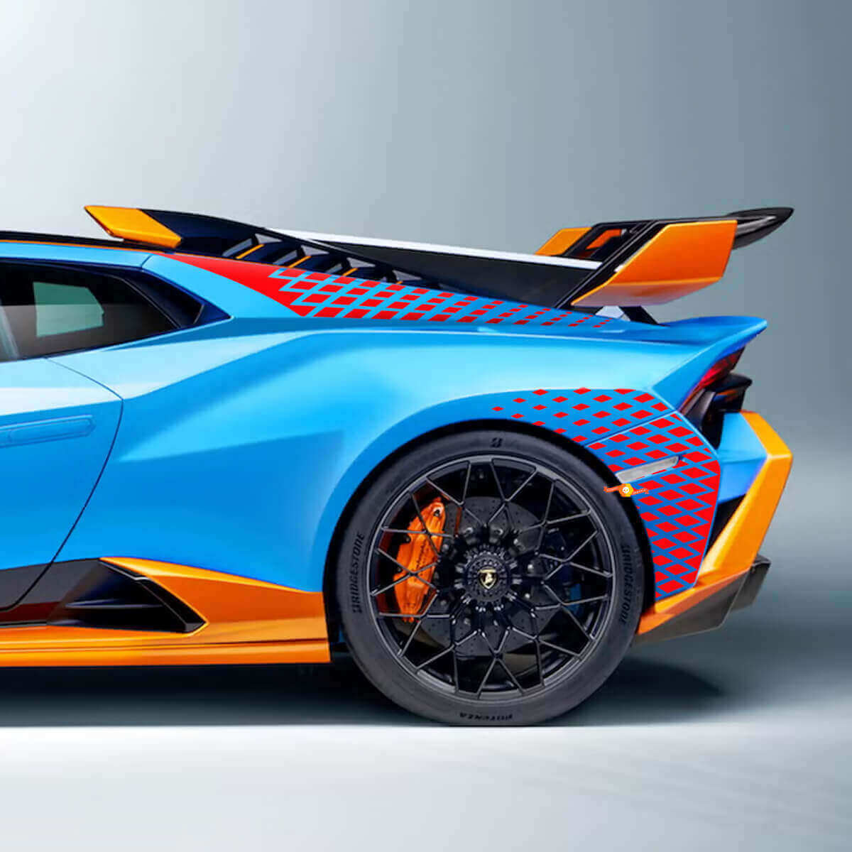 Ruitenpatroon Racing Achterspatbord Vinyl Decal Kit voor Lamborghini Huracan STO