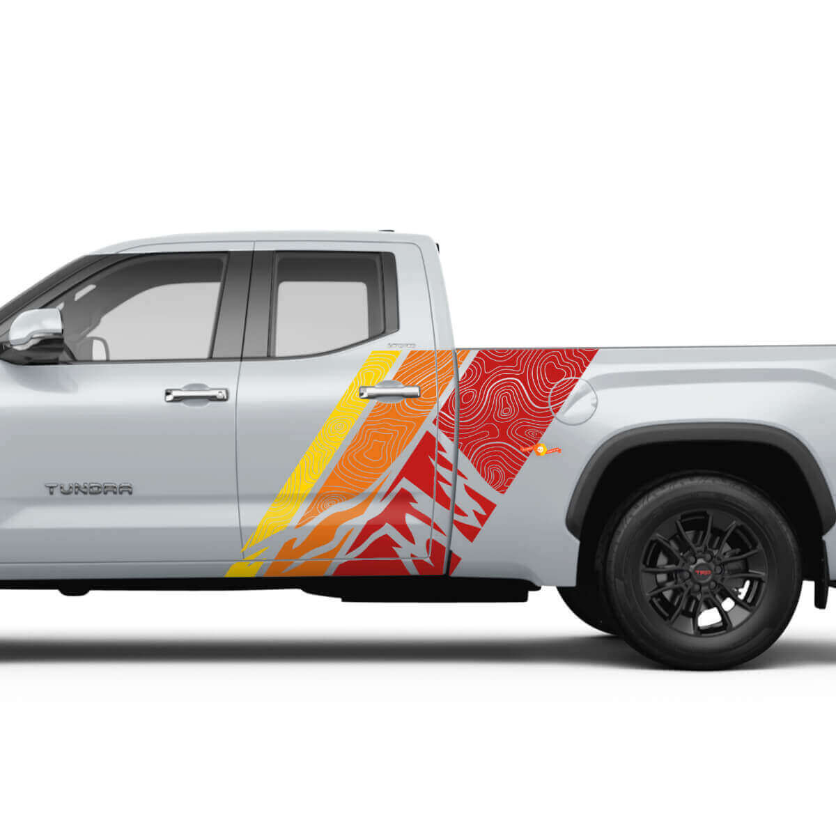 Vintage bergen topografische stijl strepen achterdeur zijvinyl stickers decal voor Toyota Tundra CrewMax