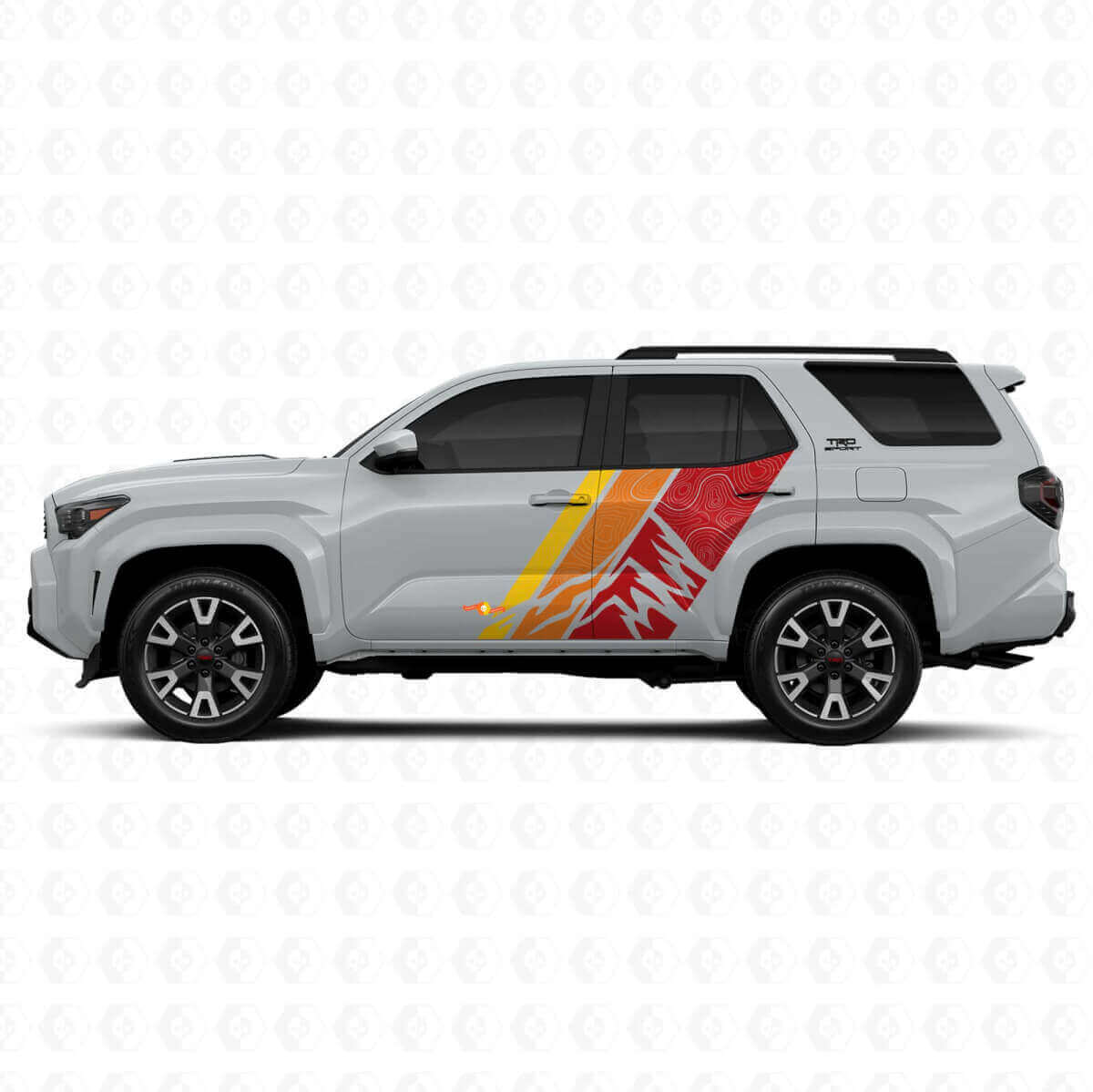 Vintage bergen topografische stijl strepen achterdeur zijvinylstickers decal voor Toyota 4Runner 6e generatie