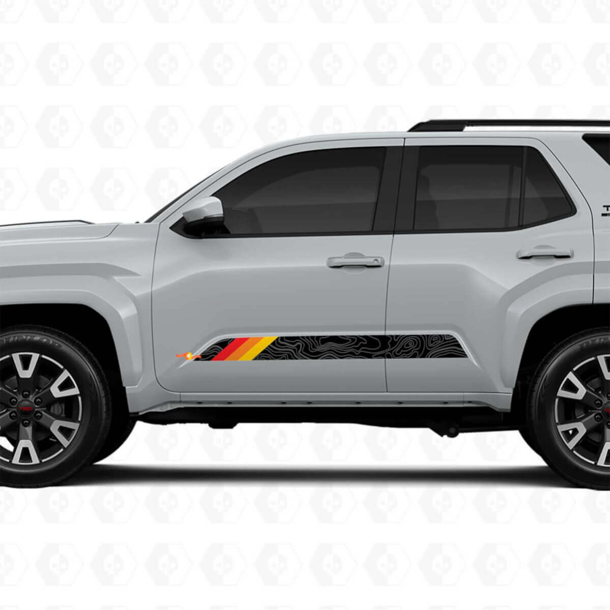 Topografische Kaart Retro Stijl Deurstroken Vinyl Stickers Decal Voor Toyota 4Runner 6e Generatie