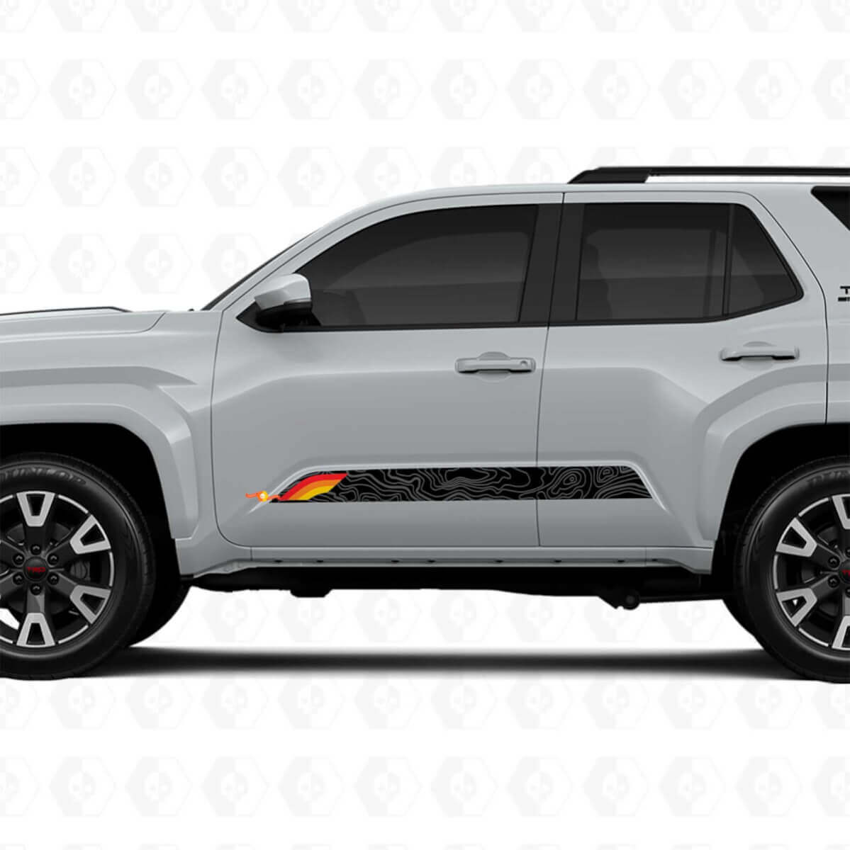 Topografische Kaart Retro Stijl Deuren Strepen Vinyl Stickers Decal 2 Voor Toyota 4Runner 6e Gen