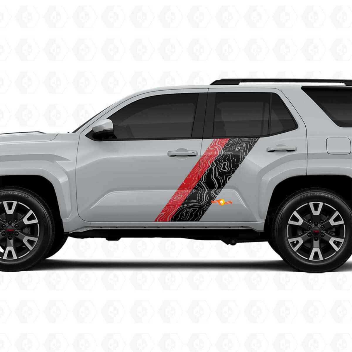 Topografische Kaartstijl Deurzijstrepen Vinyl Stickers Decal Voor Toyota 4Runner 6e Gen