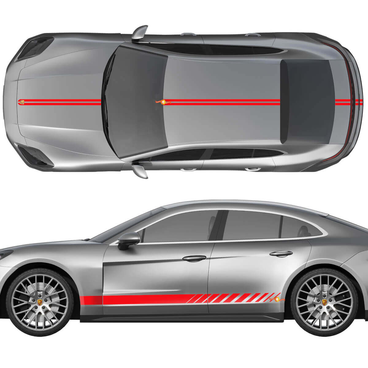 Racingstrepen Zijkanten Motorkap Dak Kofferbak Vinyl Sticker Kit Voor Porsche Panamera