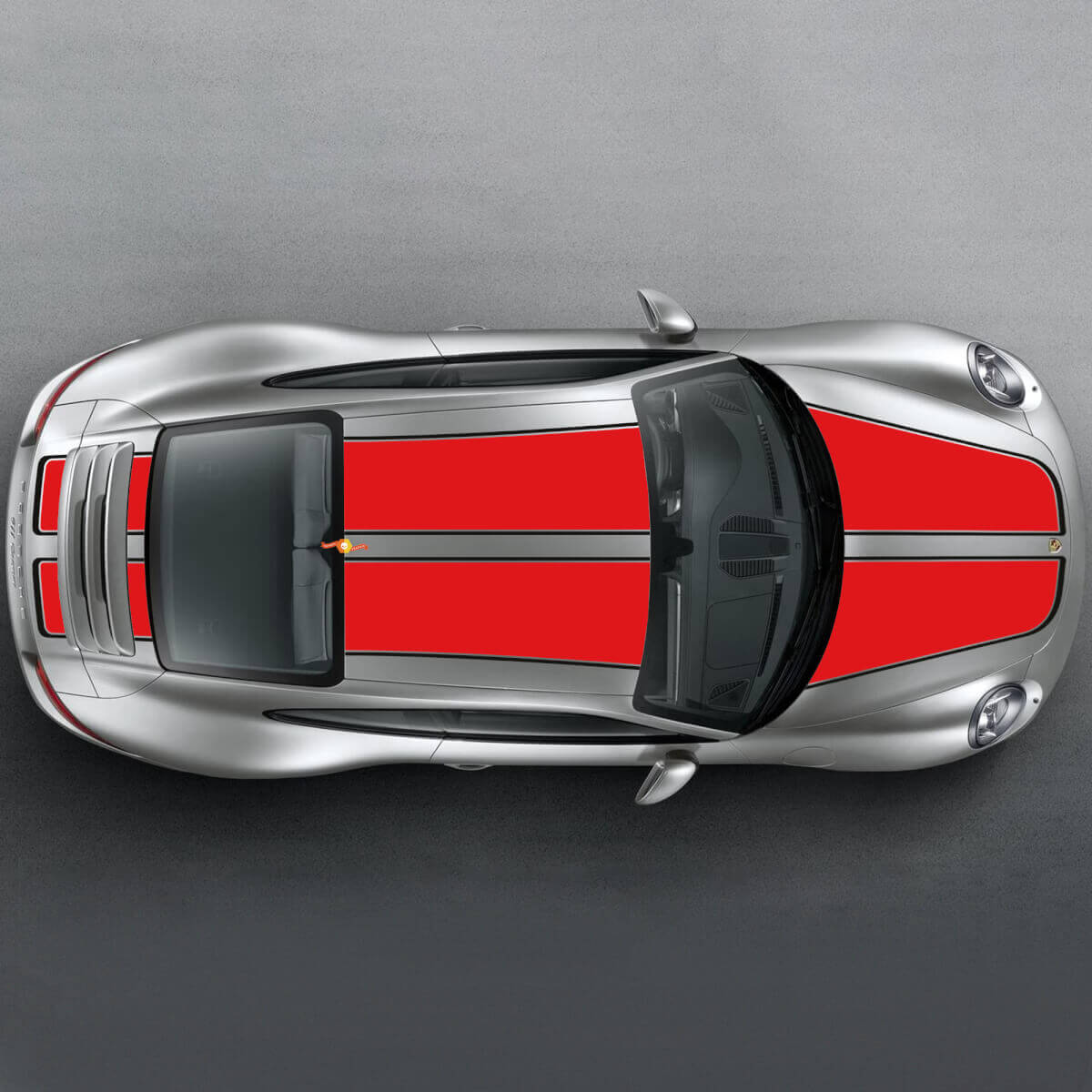 Brede Dubbele Racestrepen Motorkap Dak Kofferbak Vinyl Decal Kit Voor Porsche 911