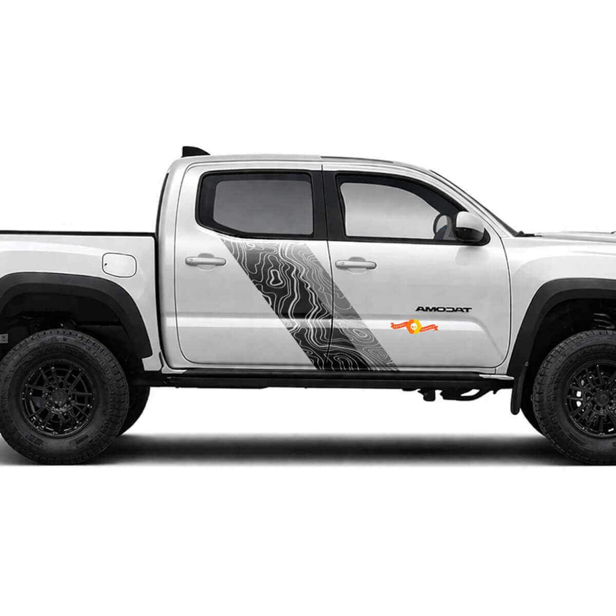 Topografische Kaartstijl Dubbele Strepen Zijkant Vinyl Stickers Decal Voor Tacoma 2015-2023