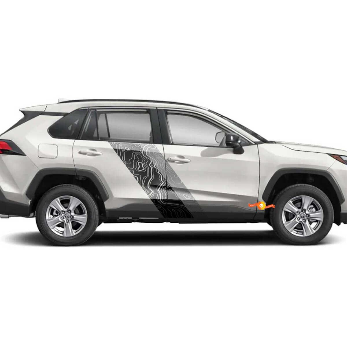 Topografische Kaartstijl Deur Zijstrepen Vinyl Stickers Decal Voor Toyota RAV4 2019-2025