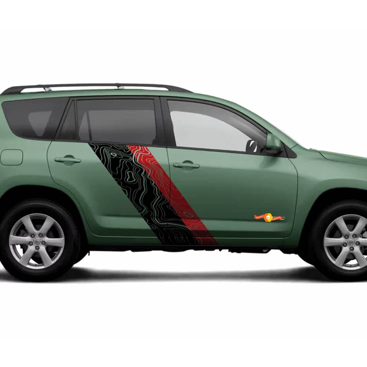 Topografische Kaartstijl Deurzijde Strepen Vinyl Stickers Decal Voor Toyota RAV4 2006-2012