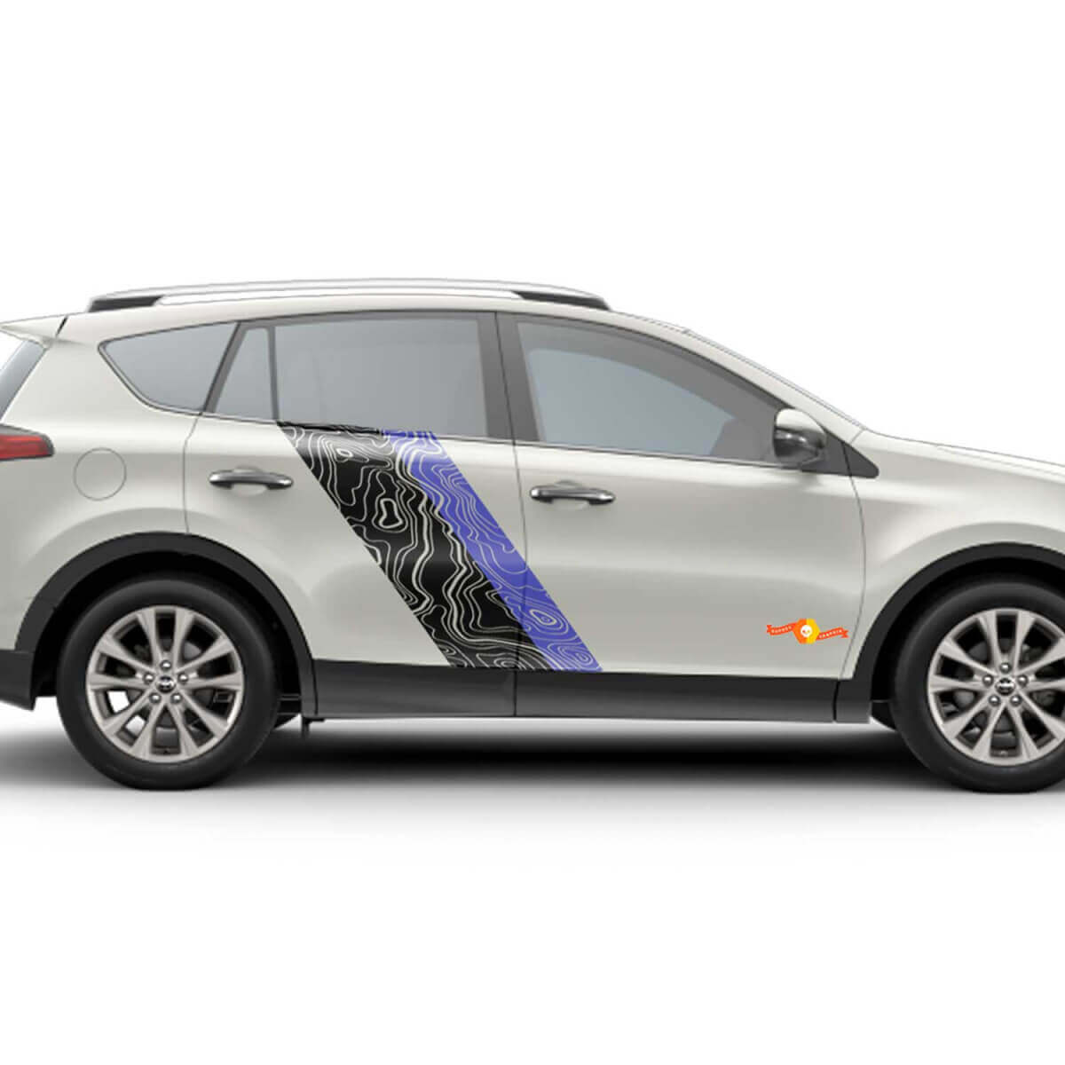 Topografische Kaartstijl Deurzijstrepen Vinyl Stickers Decal Voor Toyota RAV4 2013-2018