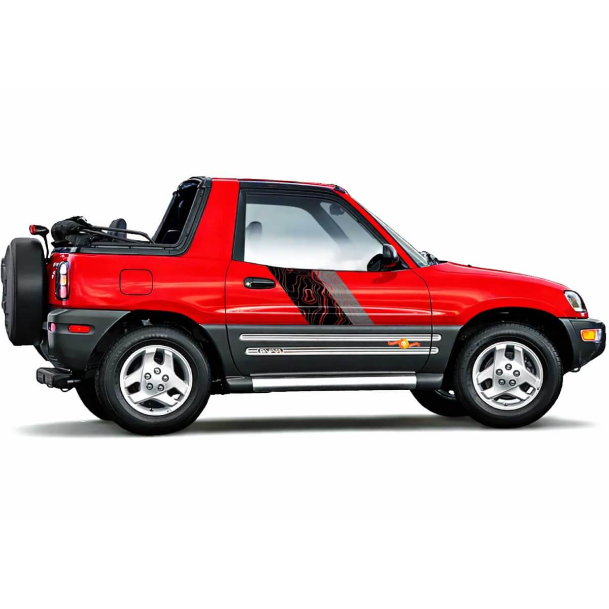 Topografische Kaart Stijl Deurzijde Strepen Vinyl Stickers Decal Voor Toyota RAV4 1994-2000