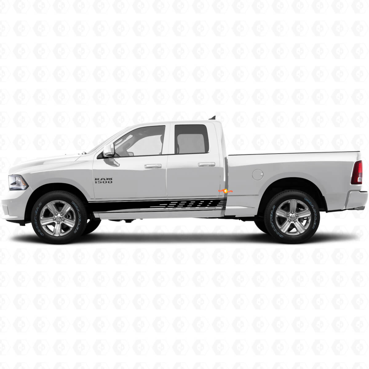 Geperforeerde Strepen Deurzijde Vinyl Sticker Decal Graphic voor Dodge Ram 1500 2011-2018