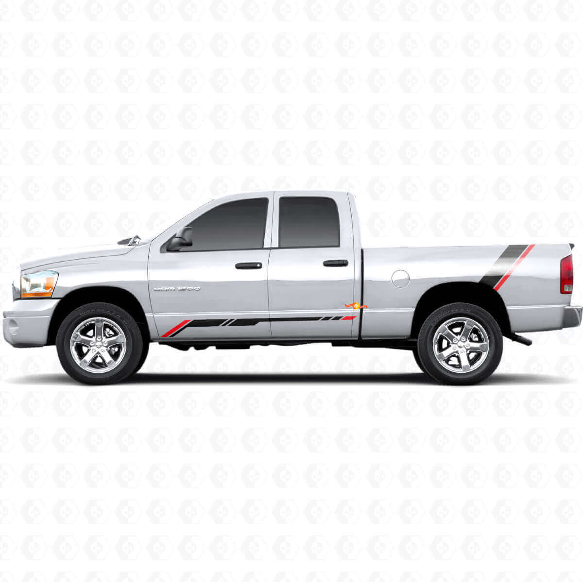 Ruitenpatroon Strepen Rocker Panel Achter Zij Vinyl Sticker Decal Graphic voor Dodge Ram 1500 2002-2008