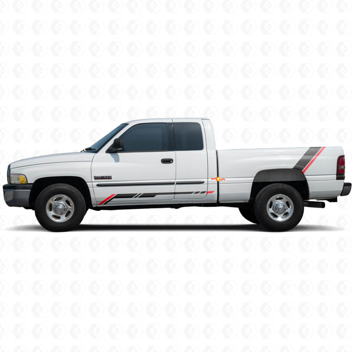 Geruite Strepen Rocker Panel Achterzijde Vinyl Sticker Decal voor Dodge Ram 1500 1994-2001