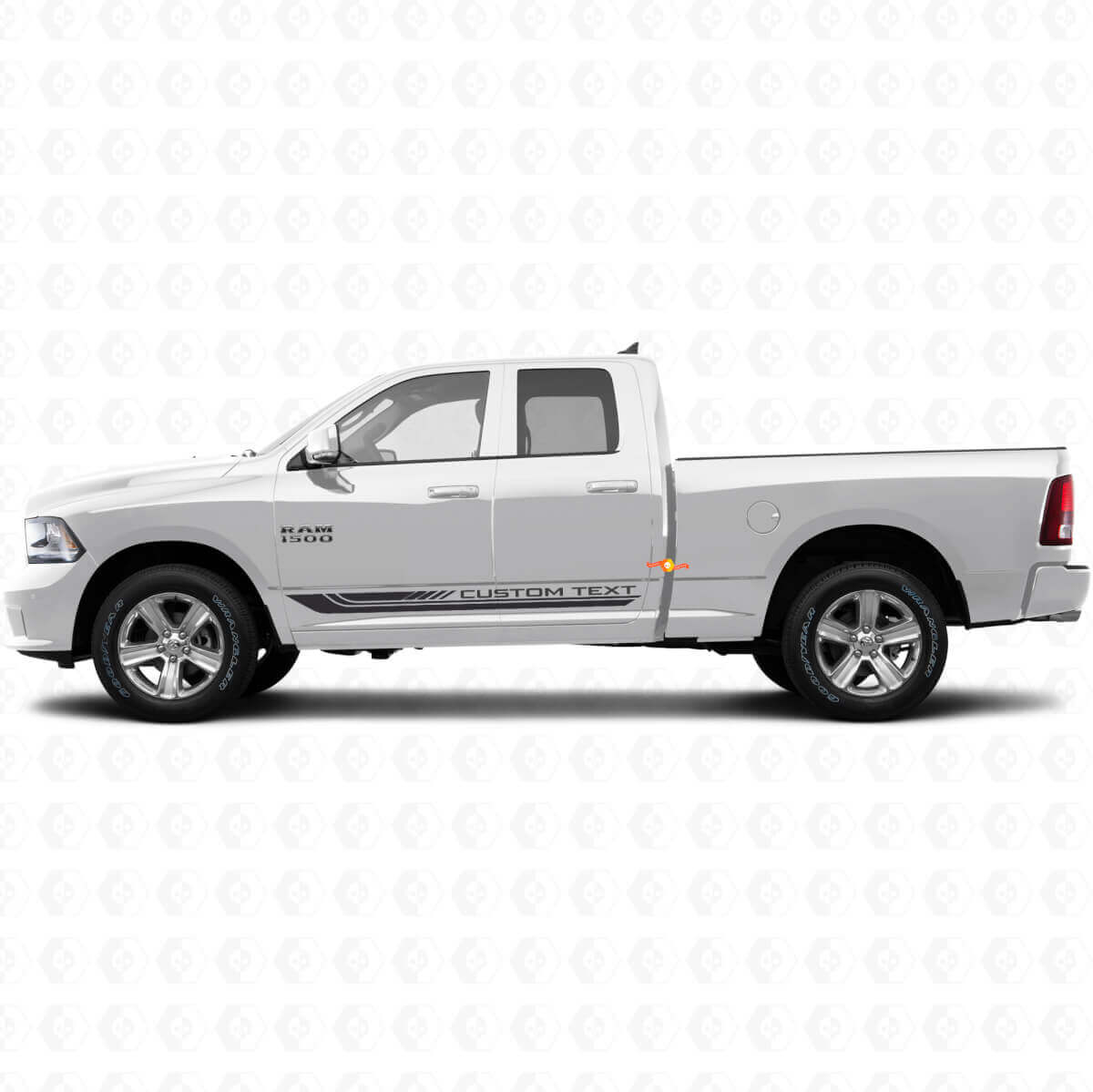 Gevelpaneel vinylsticker decal met geruite gebogen strepen voor Dodge Ram 1500 2011-2018