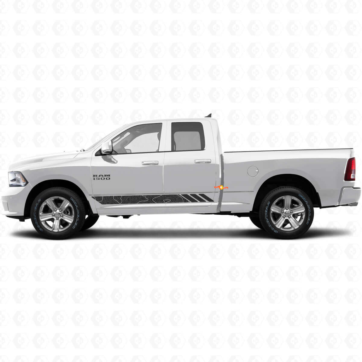 Topografische Stijl Strepen Deur Vinyl Sticker Decal voor Dodge Ram 1500 2011-2018