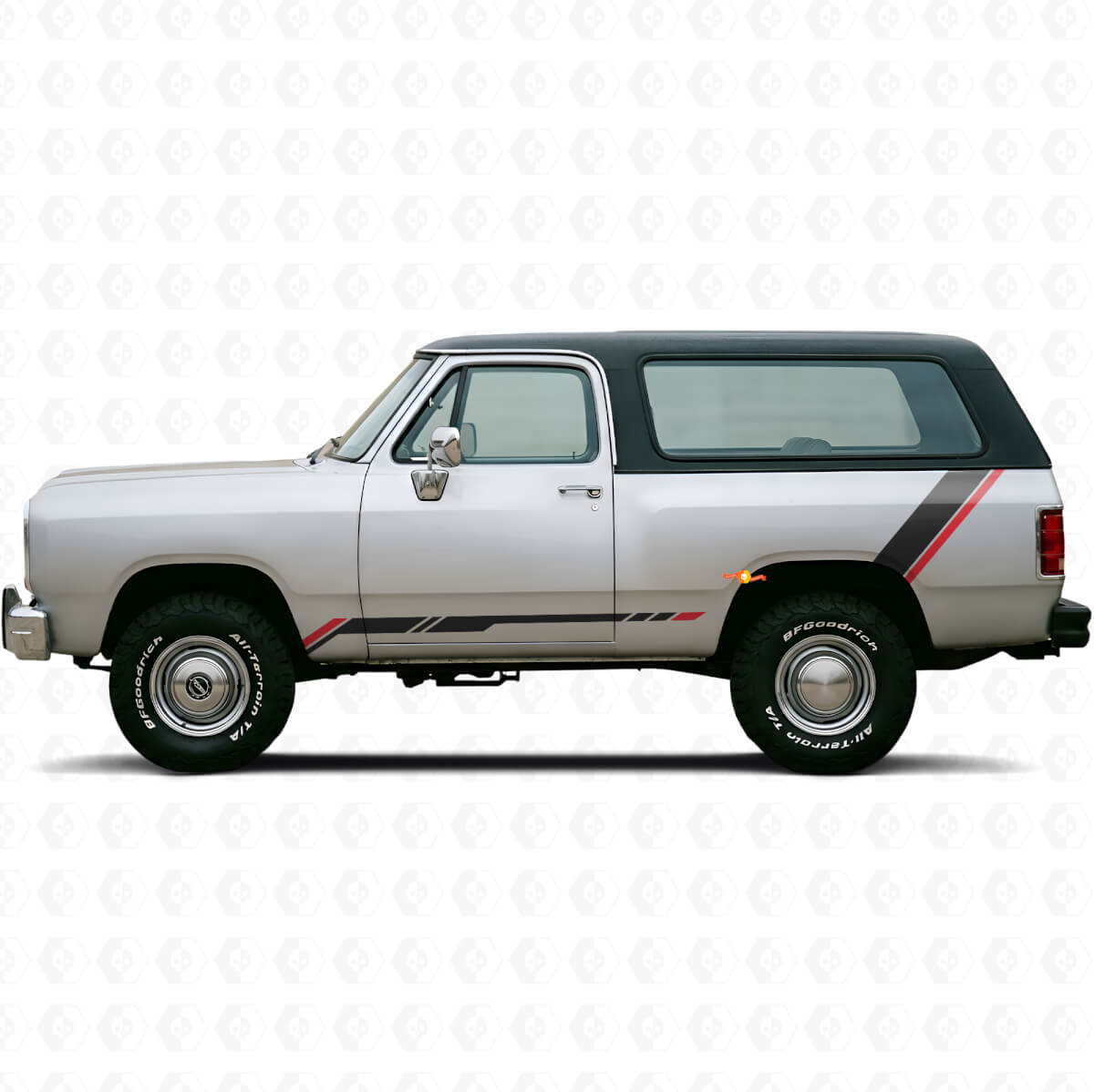 Twin Stripes dorpel achterzijde vinyl sticker decal voor Dodge Ramcharger 1974-1993