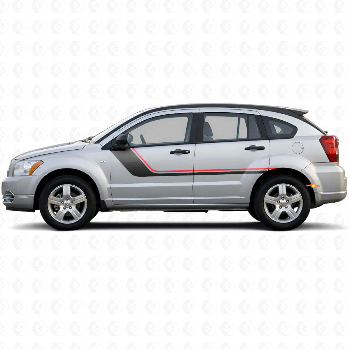 Twin Stripes Deurzij Vinyl Decal voor Dodge Caliber 2007-2012