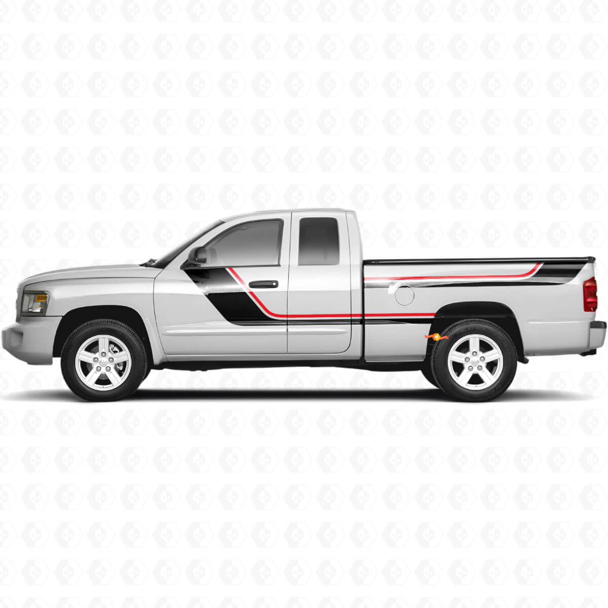 Twin Stripes Zij Vinyl Decal Kit voor Dodge Dakota 2005-2011