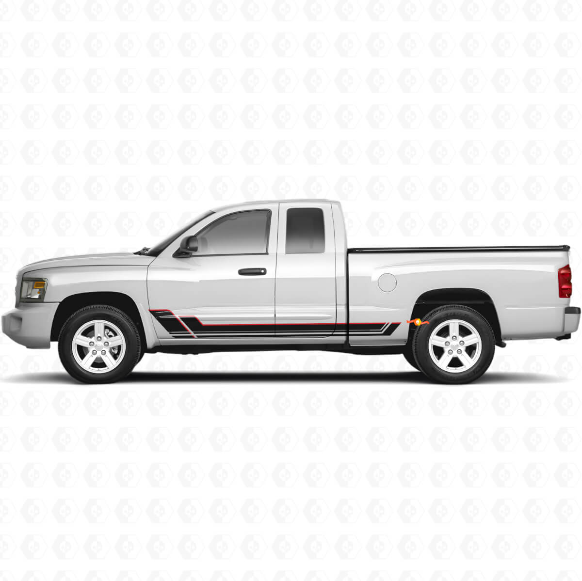 Twin Stripes Rocker Panel Vinyl Decal Kit voor Dodge Dakota 2005-2011