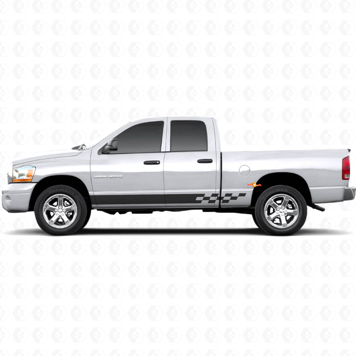 Ruitpatroon Strepen Rocker Panel Vinyl Decal voor Dodge Ram 1500 2002-2008