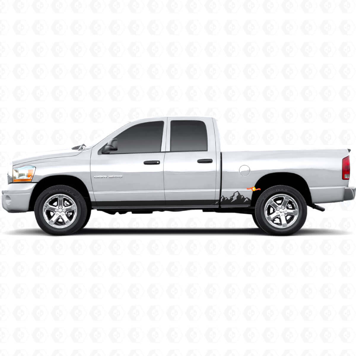 Mountains Dunne Strepen Rocker Panel Vinyl Decal voor Dodge Ram 1500 2002-2008