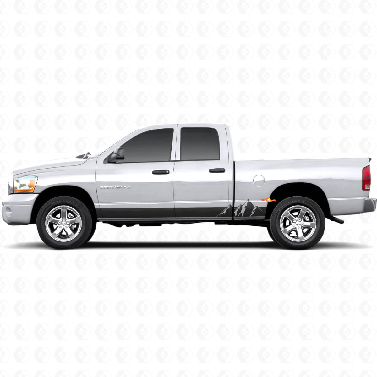 Mountains Wide Strepen Rocker Panel Vinyl Sticker voor Dodge Ram 1500 2002-2008