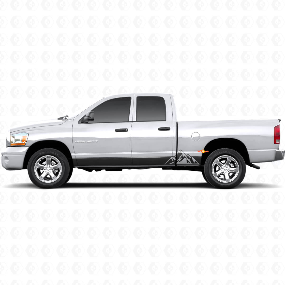 Mountains Style Strepen Rocker Panel Vinyl Sticker voor Dodge Ram 1500 2002-2008