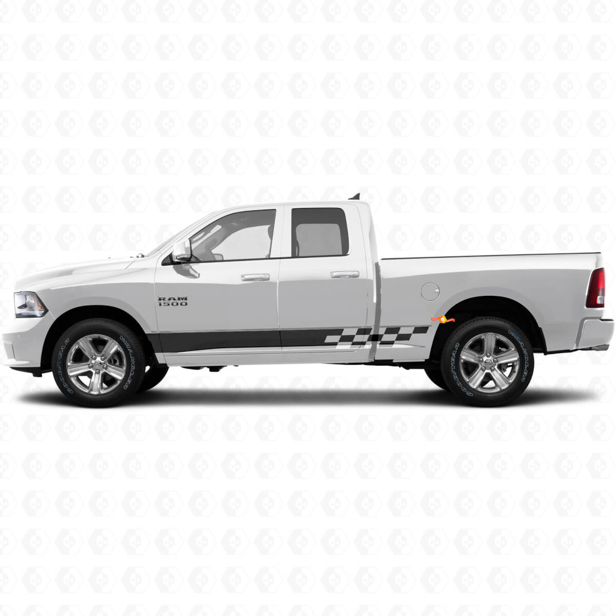 Ruitvormige Strepen Rocker Panel Vinyl Decal voor Dodge Ram 1500 2011-2018